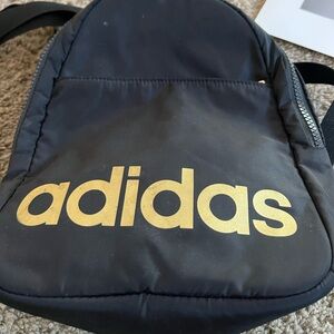 Adidas, mini, backpack, black and gold